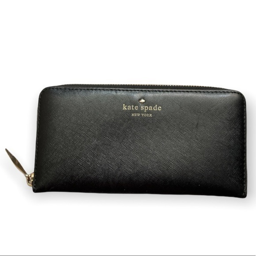 Kate spade black zipper clutch wallet